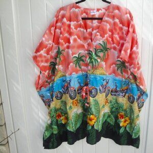 LaLee La Orange Beach Cover-Up One Size Motorcyle Print